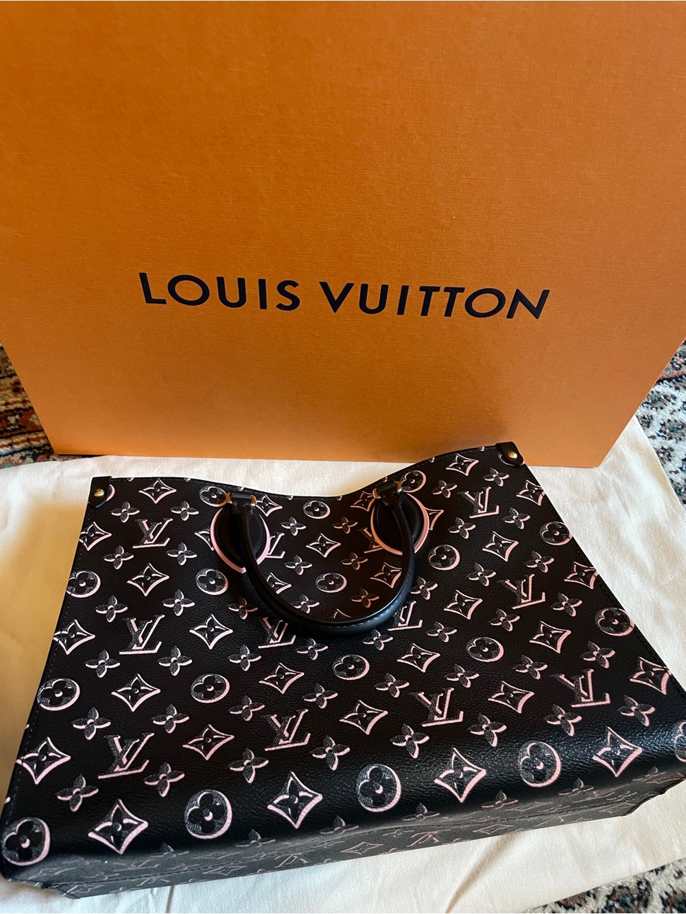 Louis Vuitton Black with Pink Trim Monogram Satchel